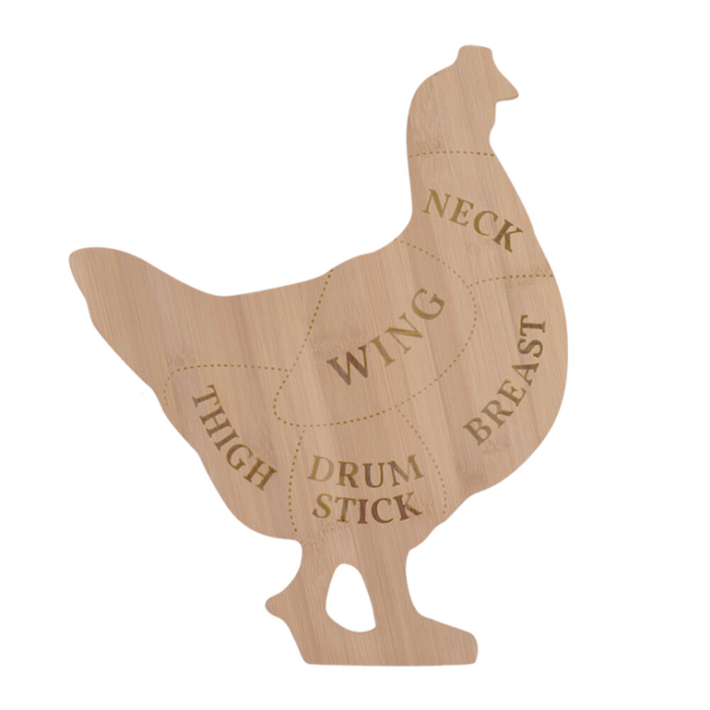 Esschert Design Chicken Chopping Board Bamboo Cutting Food Prep Large Natural