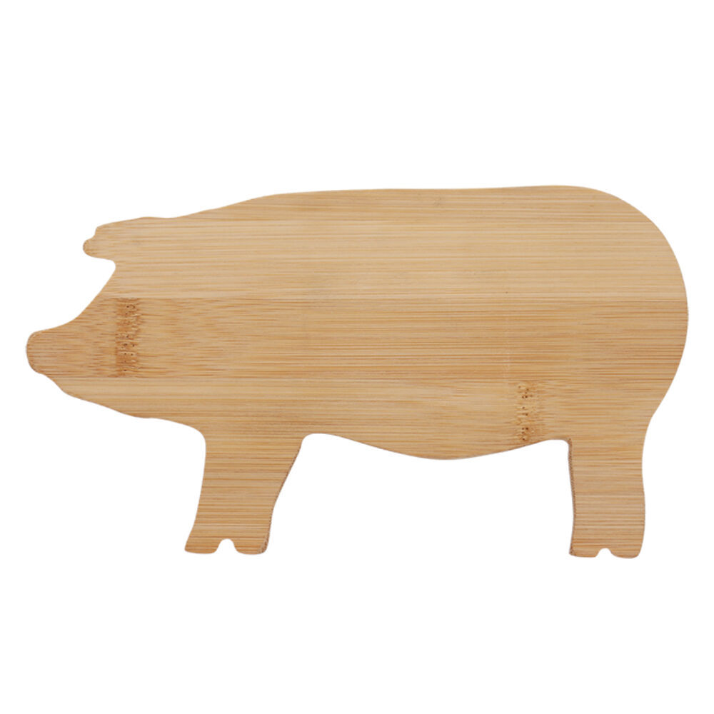 Esschert Design Pig Chopping Board Bamboo Cutting Food Prep Small Natural (2 Pack) — image 3