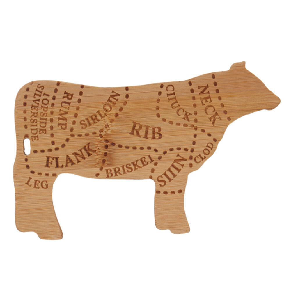 Esschert Design Cow Chopping Board Bamboo Cutting Food Prep Small Natural (2 Pack) — image 2