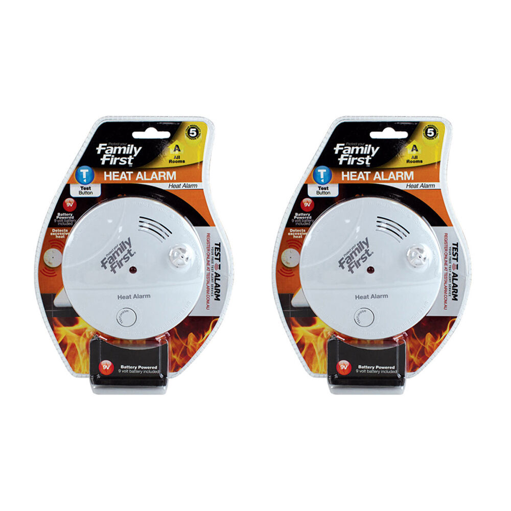 Family First Heat Detection Alarm Air Temperature Detector For All Rooms 9V (2 Pack)
