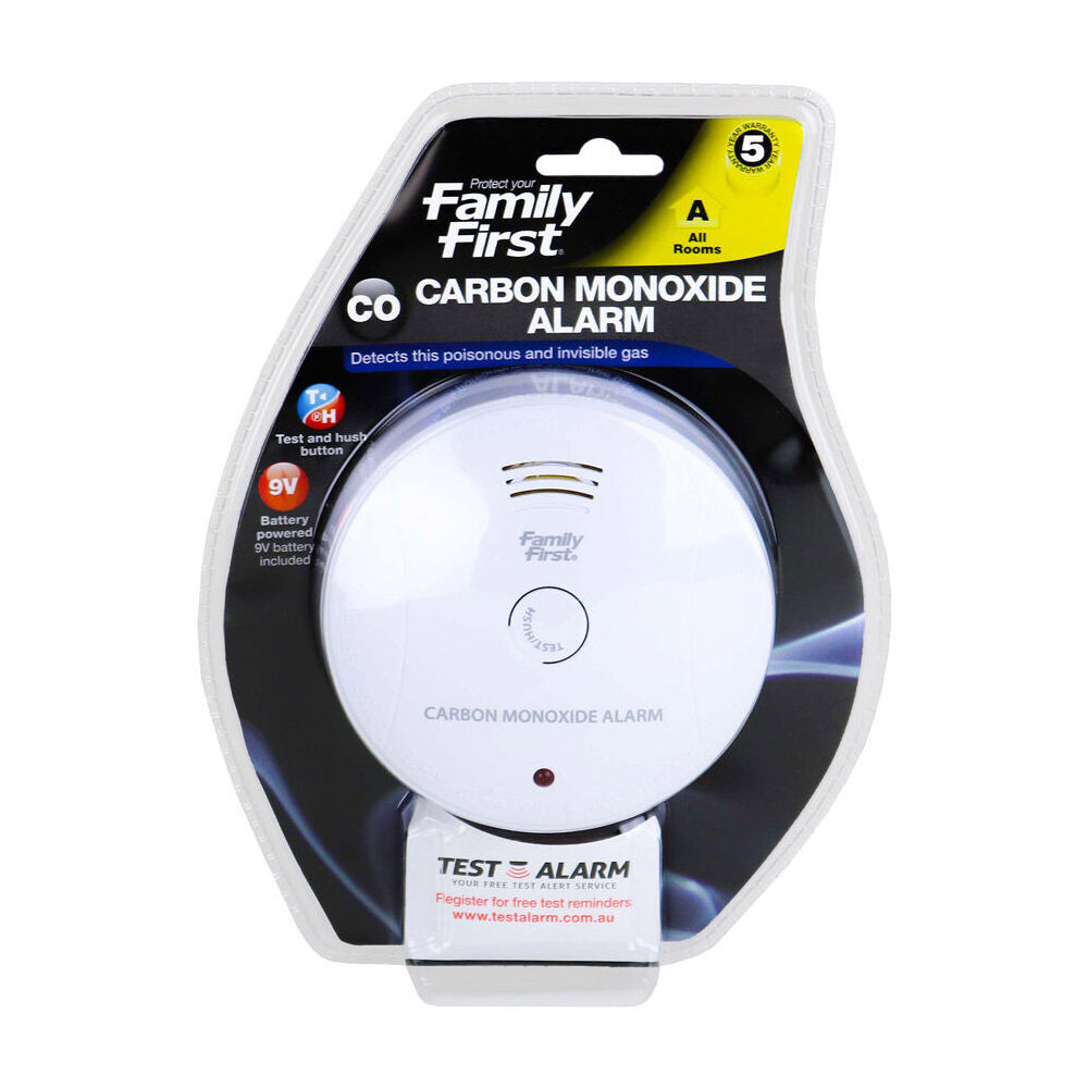 Family First w/Test & Hush Button 9V Carbon Monoxide Alarm For All Rooms
