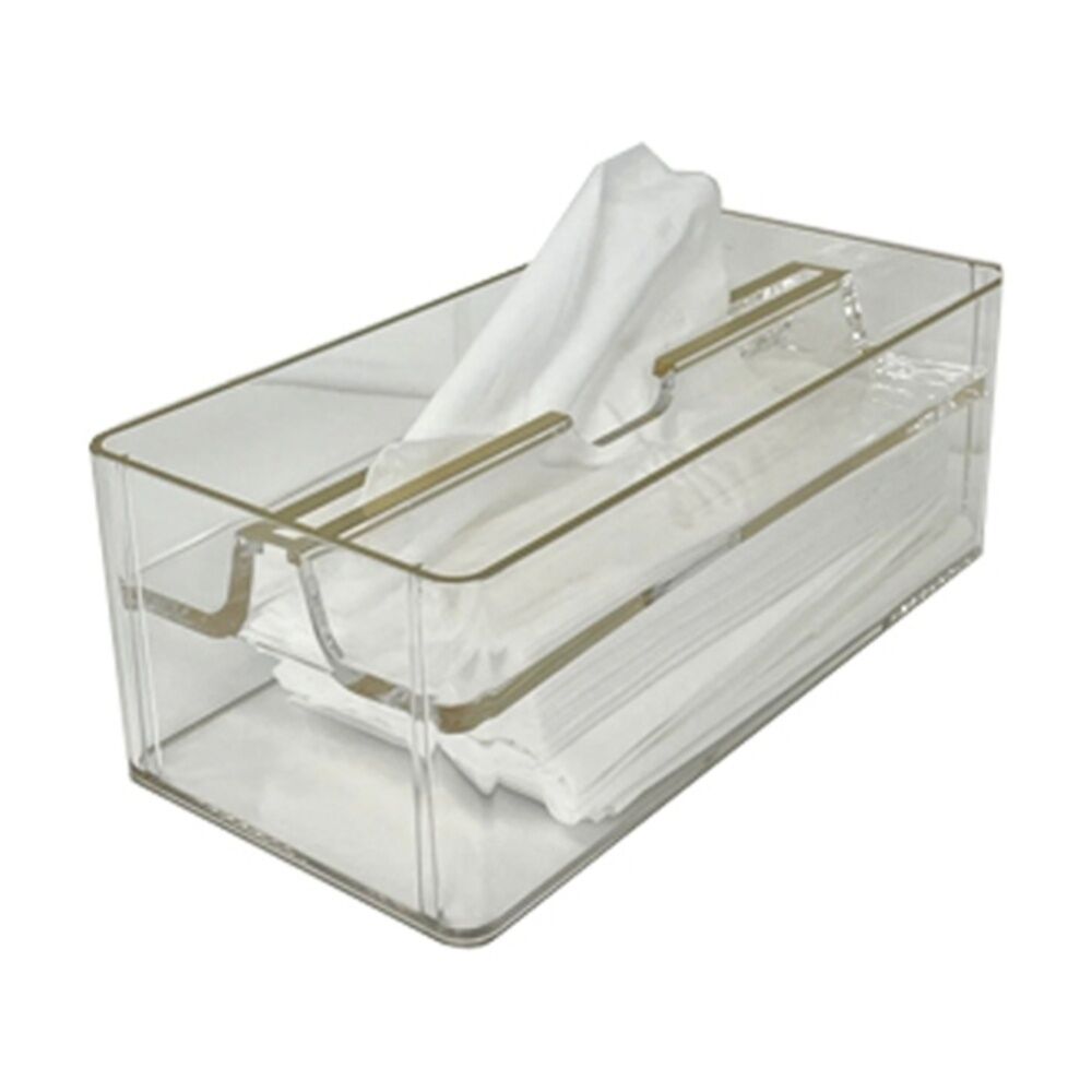 SS Collective Acrylic Tissue Box With Gold Trim Home Decor Clear (2 Pack) — image 2