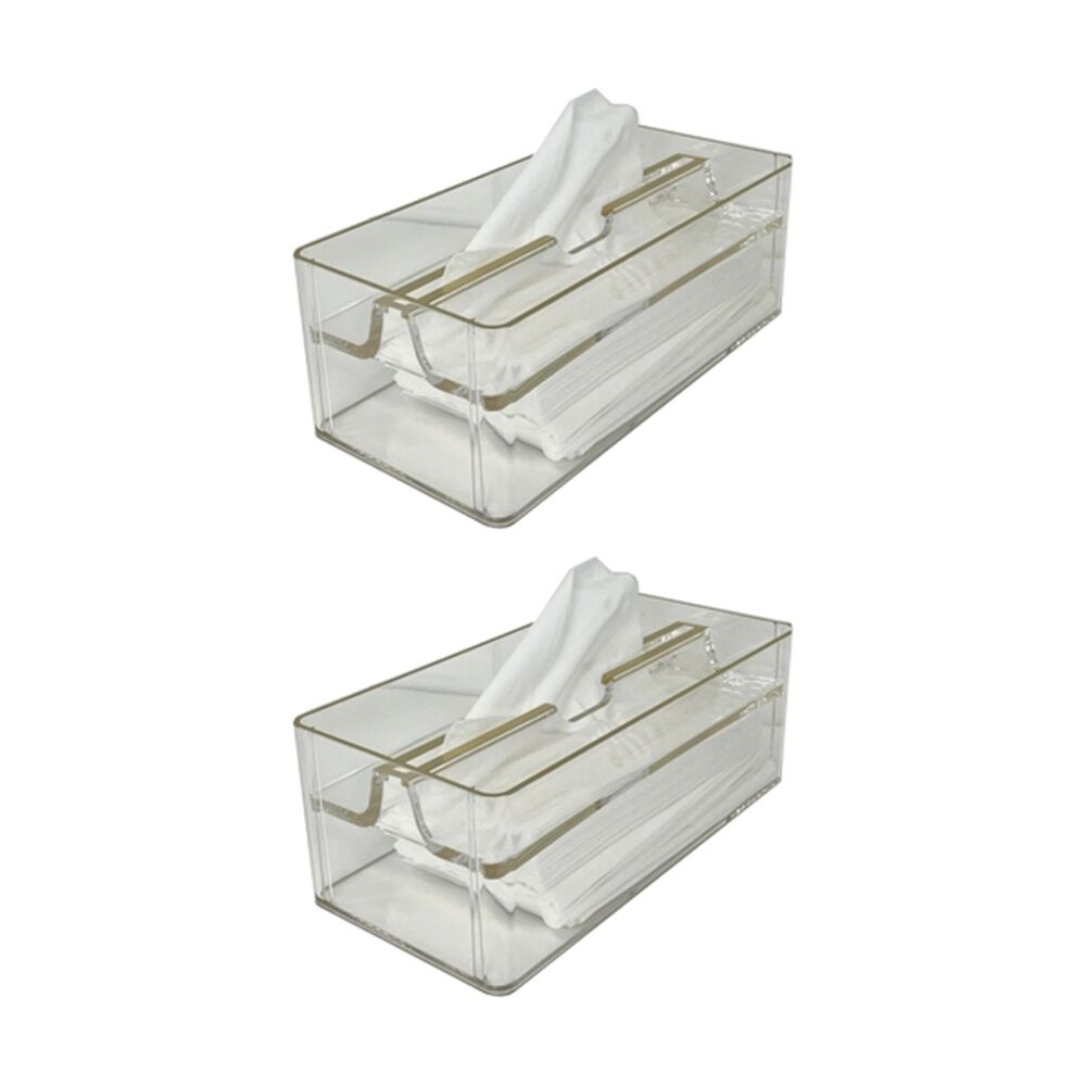SS Collective Acrylic Tissue Box With Gold Trim Home Decor Clear (2 Pack)