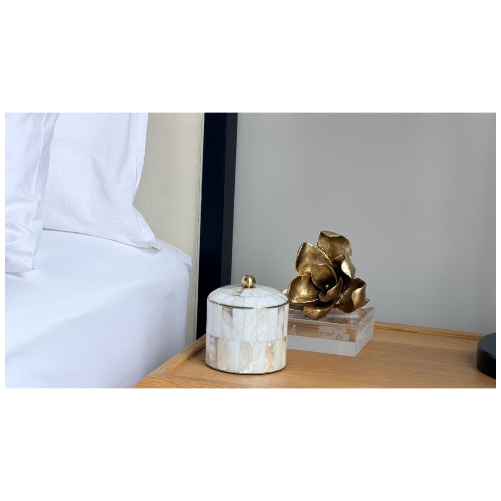 SS Collective Gold Magnolia Floral Resin w/ Acrylic Base Decorative Piece — image 6
