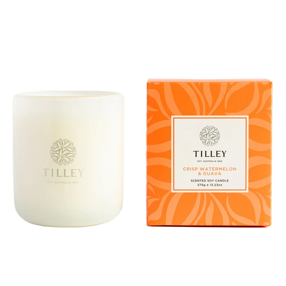 Tilley Classic White Crisp Watermelon & Guava Soy Candle 375g Scented