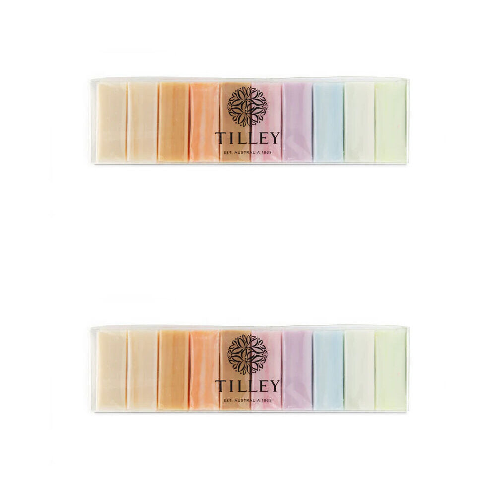 Tilley Classic White 10pc Tilley Classic White Marble Rainbow Soaps Pack Ten Fragrances 10x50g (2 Pack)