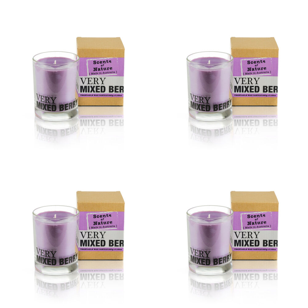 Scents of Nature Very Mixed Berry Soy Candle Scented 240g (4 Pack)