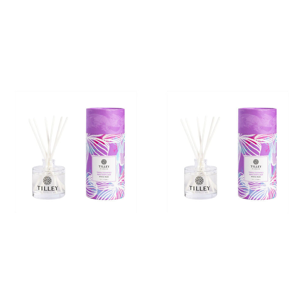 Tilley Classic White Mini Triple Scented Reed Diffuser Mystic Musk Scent (2 Pack)