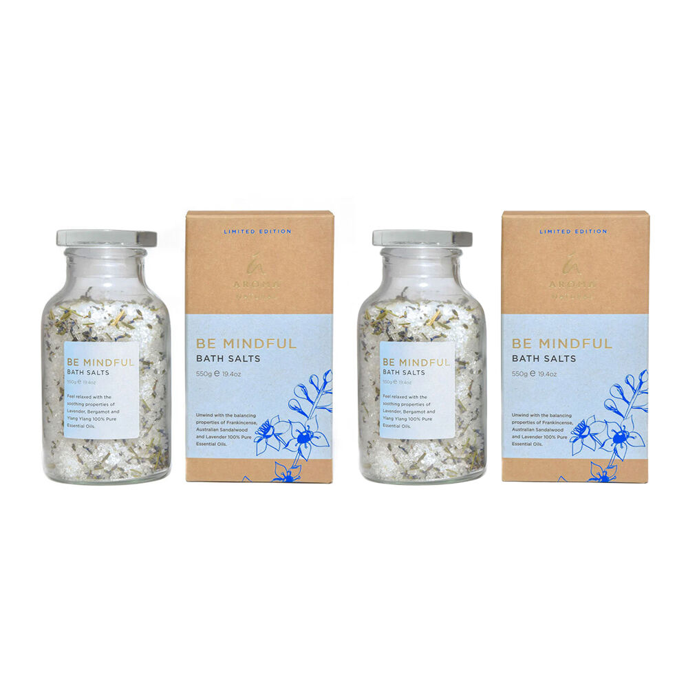 Aroma Natural Bath Salts Be Mindful Lavender Bergamot & Ylang 550g (2 Pack)