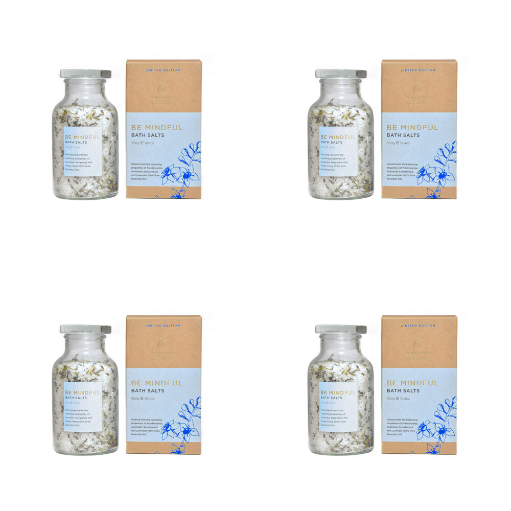 Aroma Natural Bath Salts Be Mindful Lavender Bergamot & Ylang 550g (4 Pack)