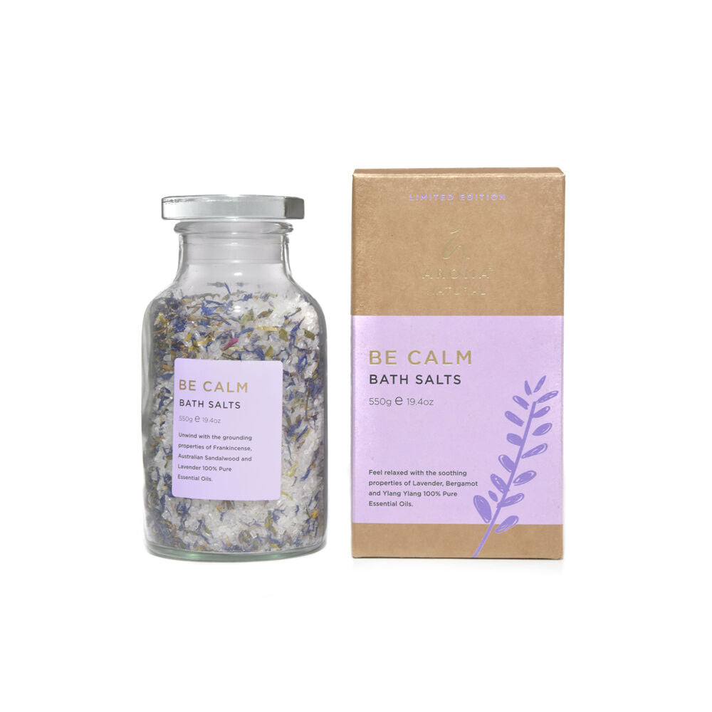 Aroma Natural Bath Salts Limited Edition 550g Be Calm Lavender Bergamot & Ylang
