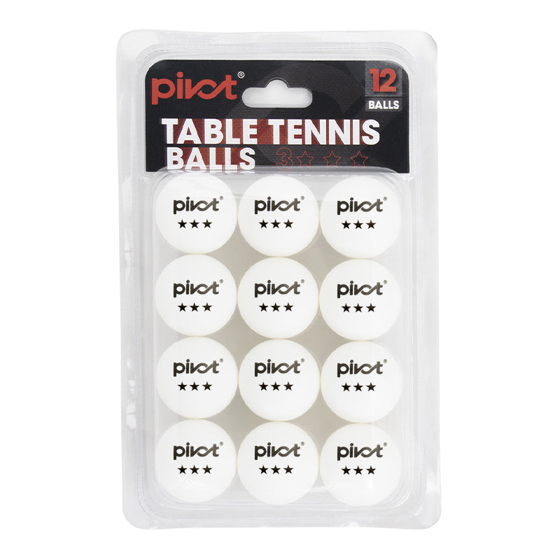 Pivot Sport 4cm 3 Star Table Tennis/Pin Pong Training/Practising Balls ORA (12 Pieces) — White