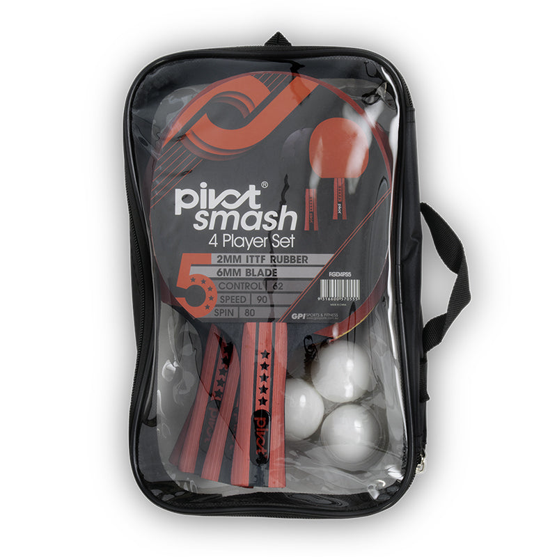 Pivot Smash 5 Star 4 Player Table Tennis/Pin Pong Set w/4 Racquet Bats/3 Balls — image 2