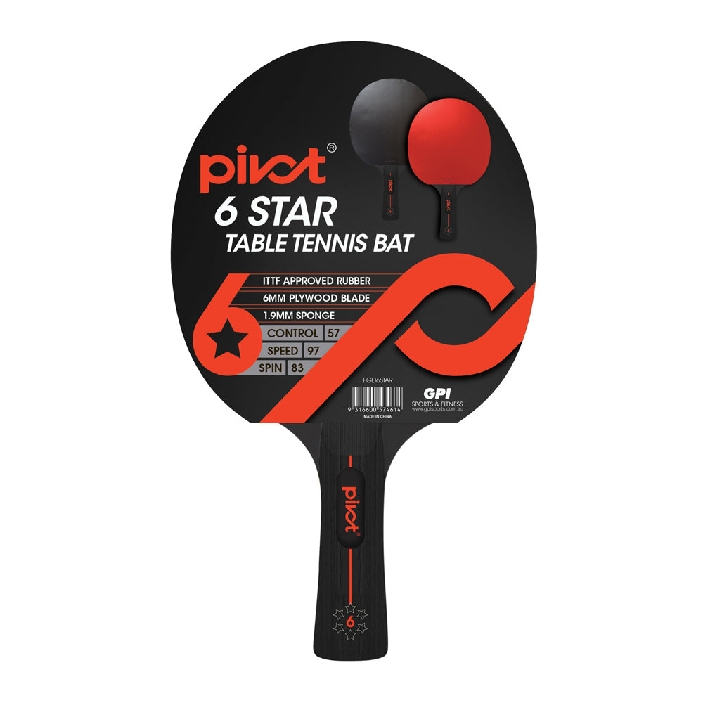Pivot 6 Star Table Tennis Racquet Ping Pong Paddle Bat Sports Equipment (2 Pack)