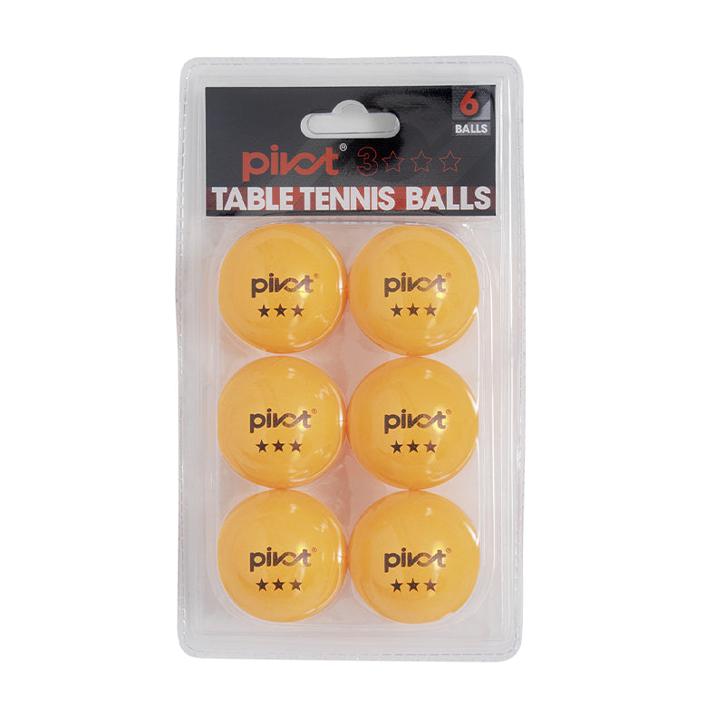 Pivot Sport 4cm 3 Star Table Tennis/Pin Pong Training/Practising Balls ORA (6 Pieces) — Orange