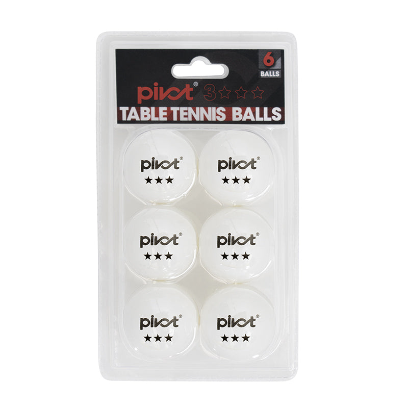 Pivot Sport 4cm 3 Star Table Tennis/Pin Pong Training/Practising Balls ORA (6 Pieces) — White