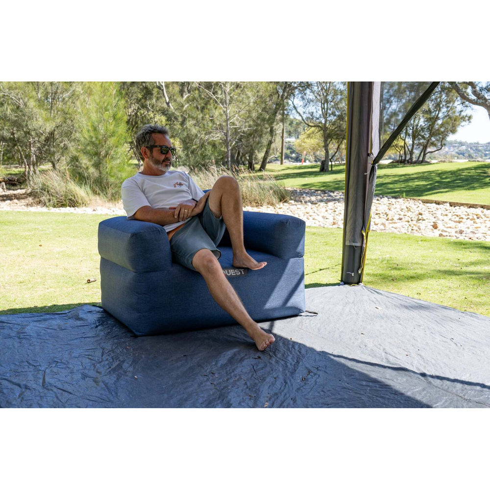 Quest Outdoors 100x80cm Air Inflatable Sofa 1 Camping/Picnic Furniture Blue — image 2