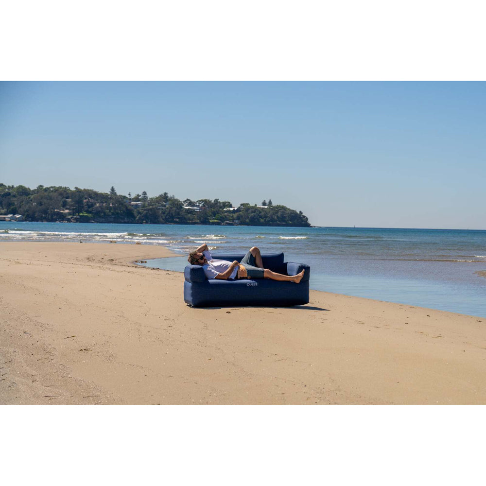 Quest Outdoors 175x80cm Air Inflatable Sofa 3 Camping/Picnic Furniture Blue — image 3
