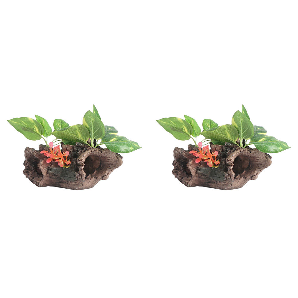 Dudley's World of Pets Stump w/ Leaves Aquarium/Tank Decoration Ornament (2 Pack)