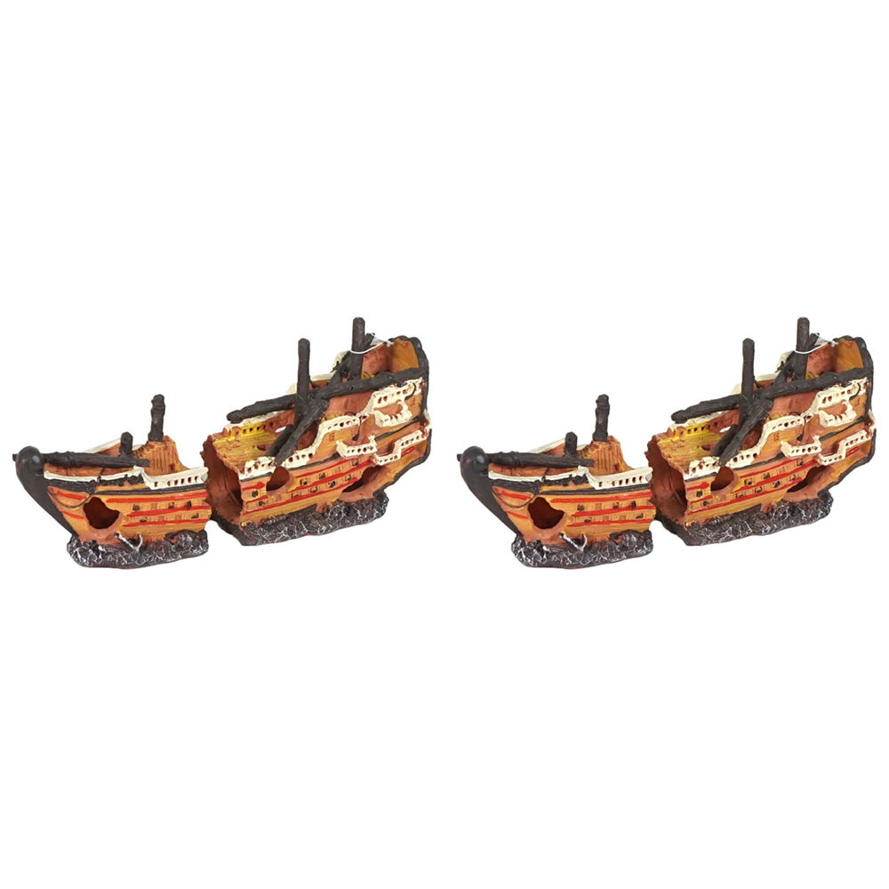 Dudley's World of Pets Aquarium/Fish Tank Resin Shipwreck Decoration 21cm (2 Pack)