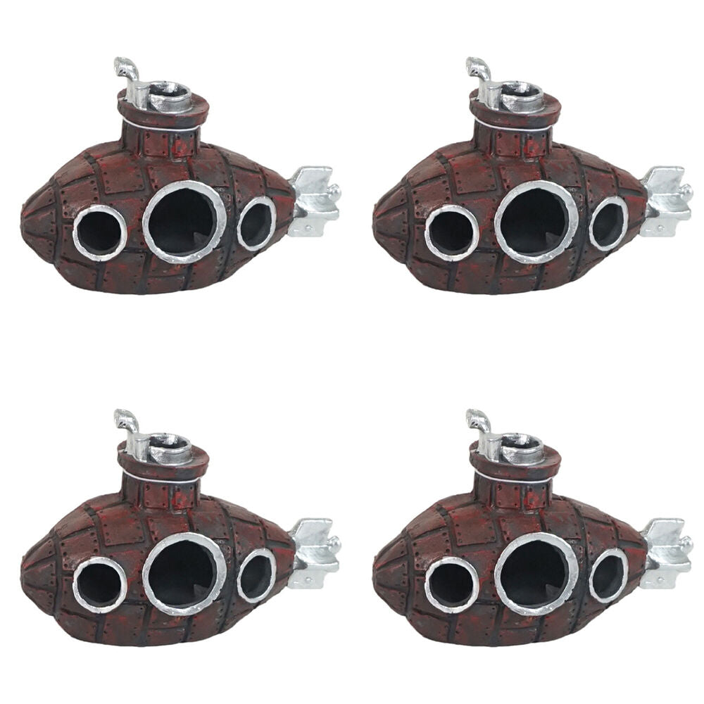 Dudley's World of Pets Aquarium/Fish Tank Submarine Ornament Decor 12cm (4 Pack)