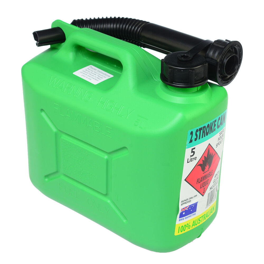 Agboss 5L Green 2 Stroke Jerry Can Squat Style Portable Fuel Container