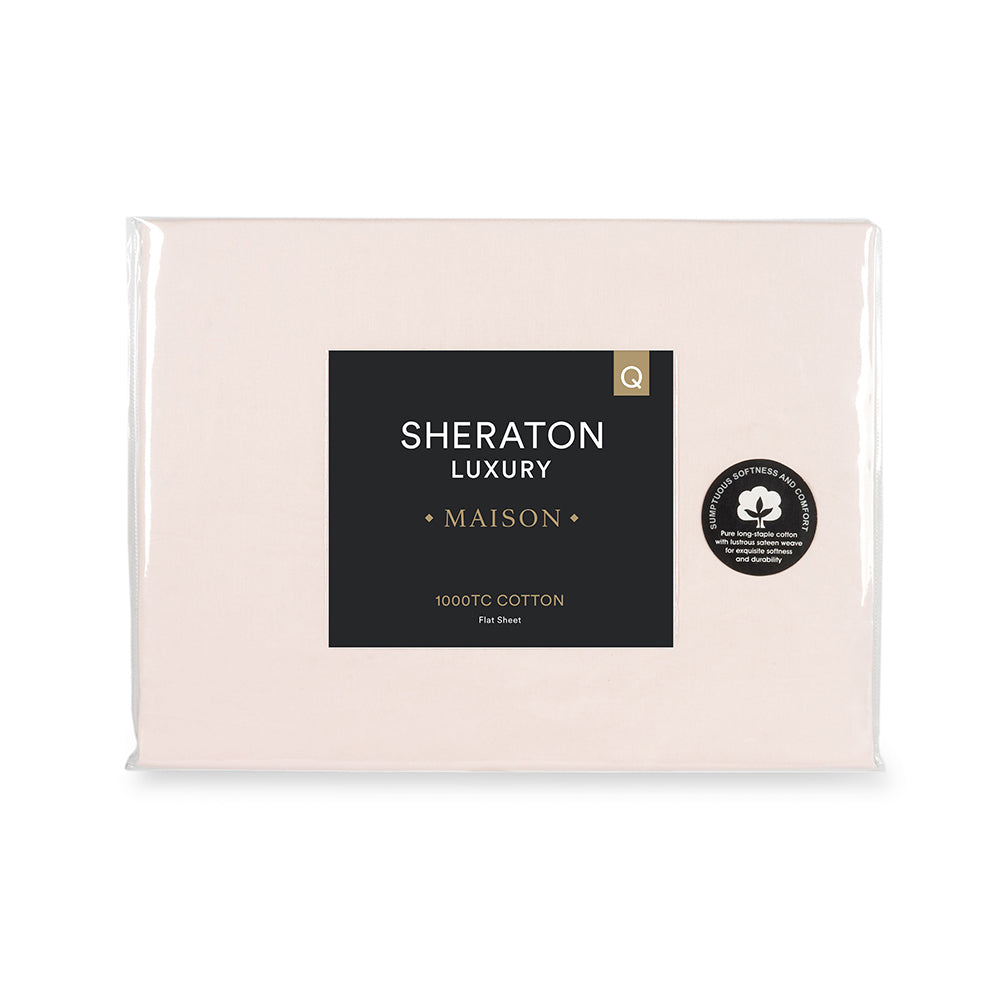 Sheraton Luxury Maison King Bed 1000TC 100% Cotton Flat Sheet Dusk Pink