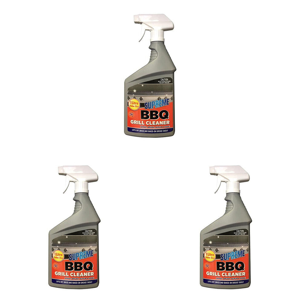 Supreme BBQ Grill /Remover Heavy Duty Degreaser Oven Cleaning Spray 1L (3 Pack)