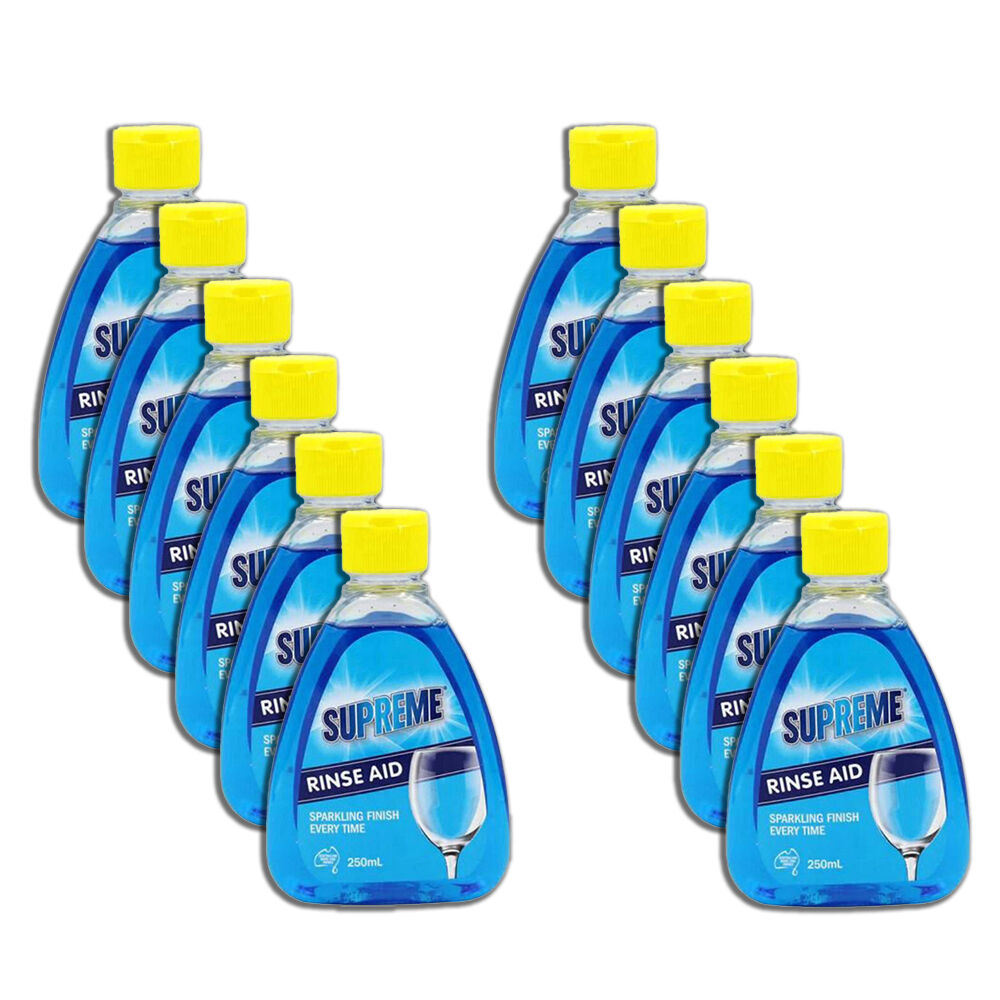 Supreme Rinse Aid Dishwashing Liquid Booster Cleaner Dishwasher Wash 250ml (12 Pack)