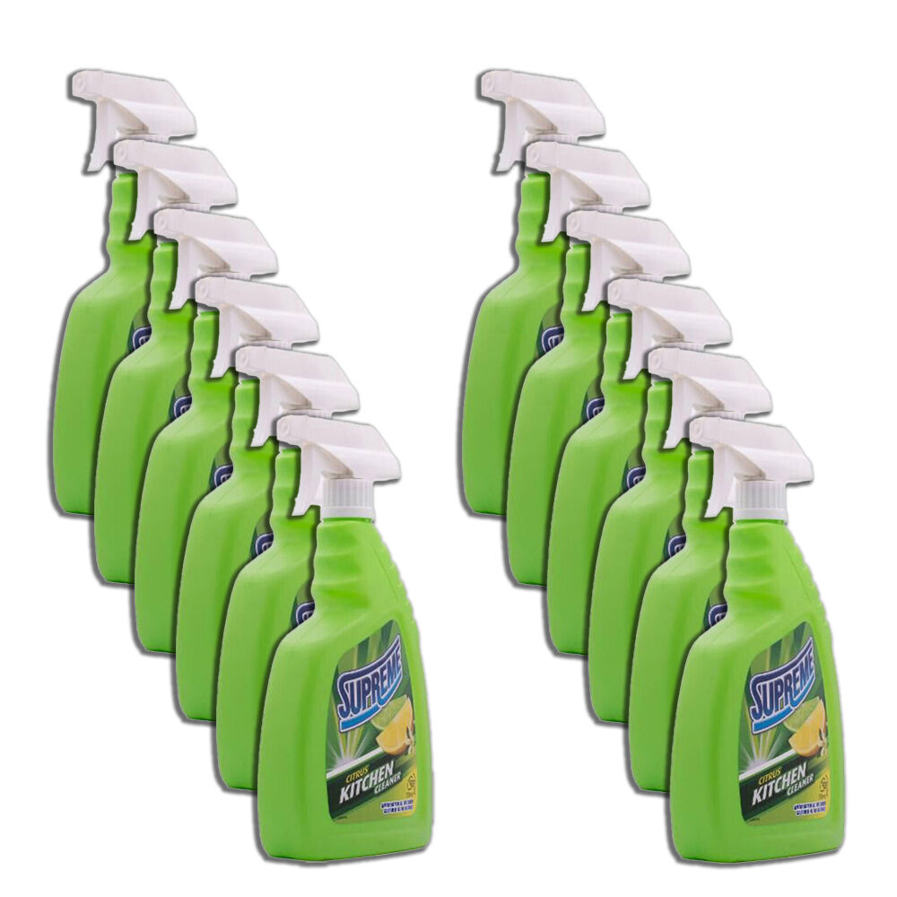 Supreme Citrus Kitchen Surface Cleaner Degreaser Spray Multipurpose 750ml (12 Pack)