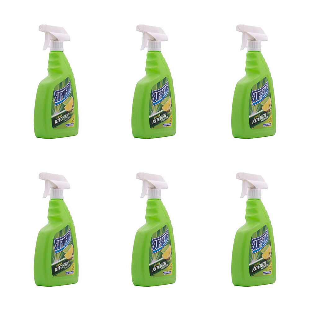 Supreme Citrus Kitchen Surface Cleaner Degreaser Spray Multipurpose 750ml (6 Pack)