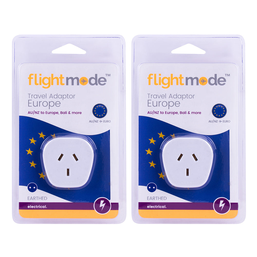 Flightmode Outbound Europe Type C 10A Adapter EU/Bali 2-Pin Style Plug (2 Pack)