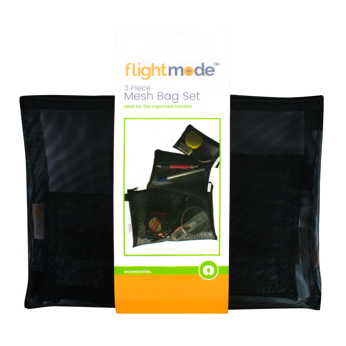Flightmode 12.5cm/18 cm/25cm Eyelet Fabric w/ Zipper Travel Mesh Bag Set (3 Pack) — image 2