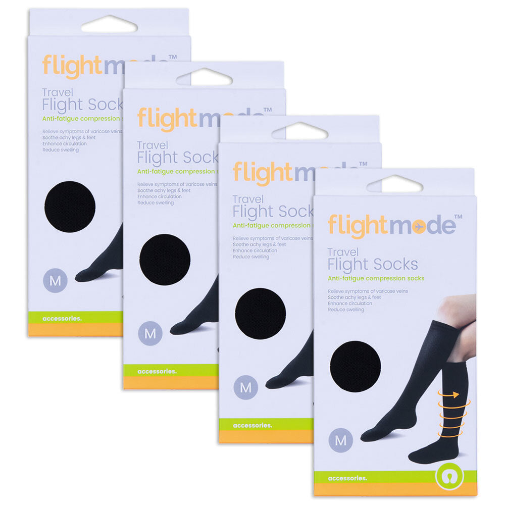 Flightmode Unisex 10-12.5cm Flight Socks Medium - Black (4 Pack)