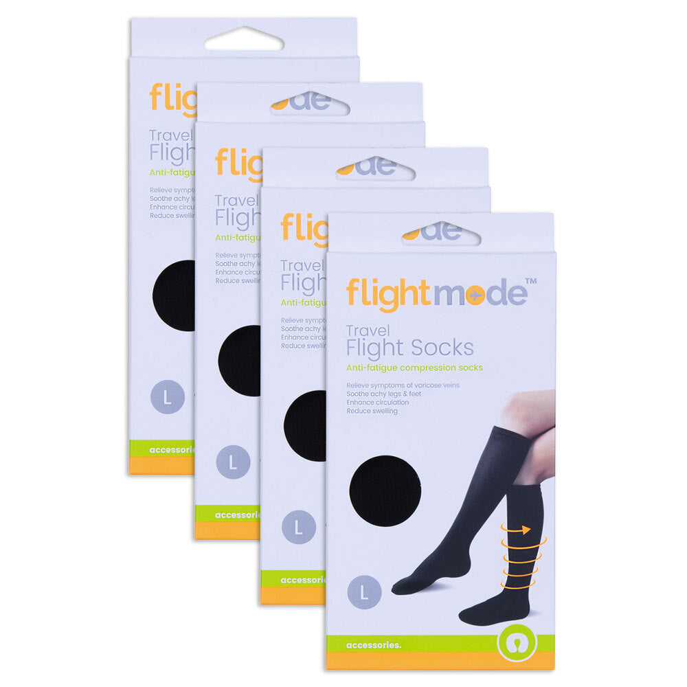 Flightmode Unisex 10-12.5cm Flight Socks Large - Black (4 Pack)