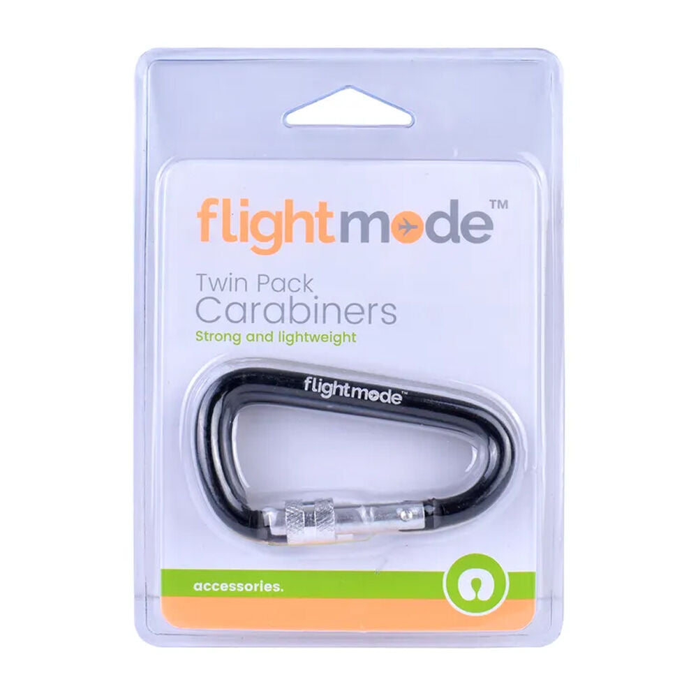 Flightmode 20kg Capacity 66mm Carabiner Universal Travel Clip Buckle Asst (2 Pieces)