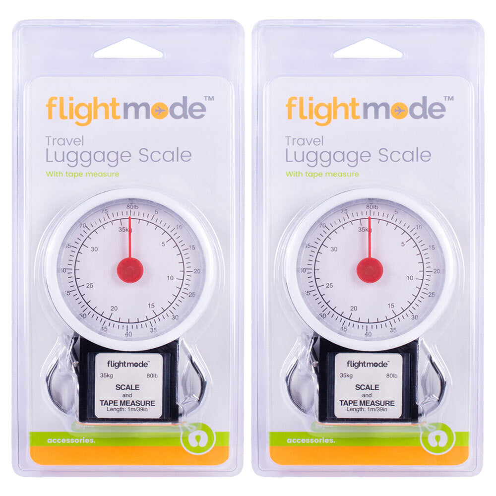 Flightmode Luggage Scale upto 35kg/80lb w/1m Retractable Measuring Tape (2 Pack)