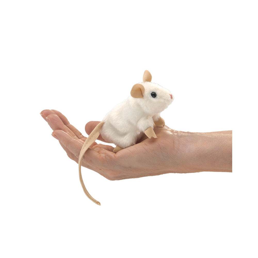 Folkmanis Mini White Mouse Finger Puppet 10x5cm Kids Soft Animal Toy 3y+ (4 Pieces)