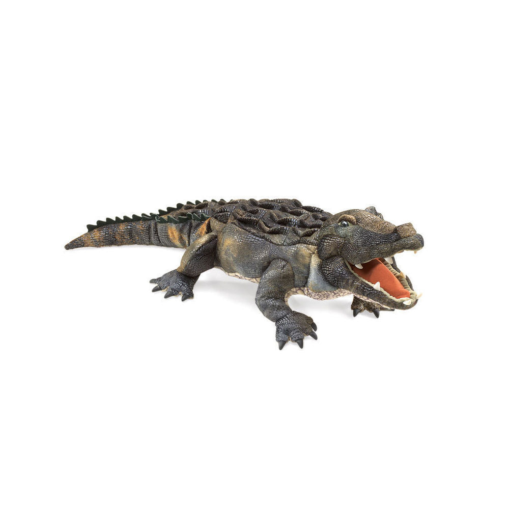 Folkmanis 3y+ Stuffed Crocodile Hand Puppet Kids Toy w/ Movable Mouth & Tail