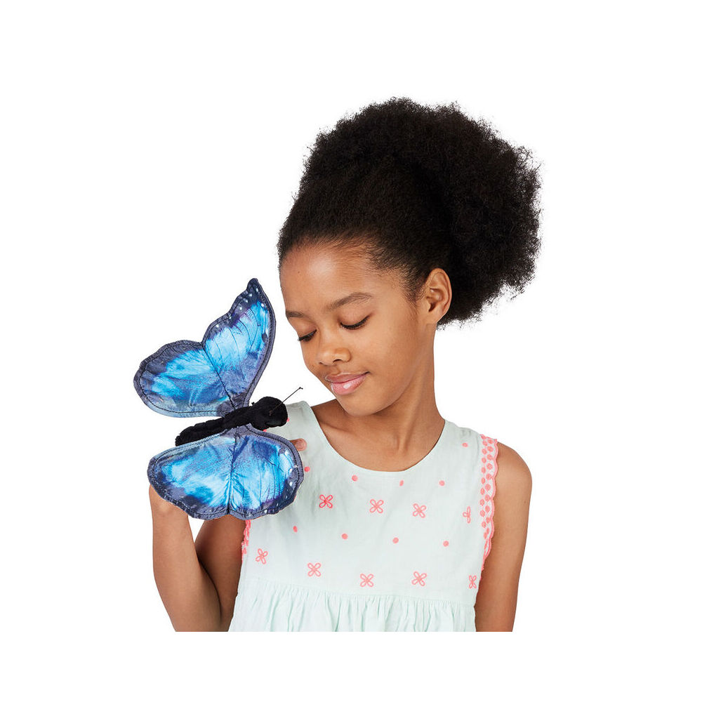 Folkmanis Blue Morpho Butterfly Hand Puppet 24cm Kids Animal Plush Toy 3y+ — image 2