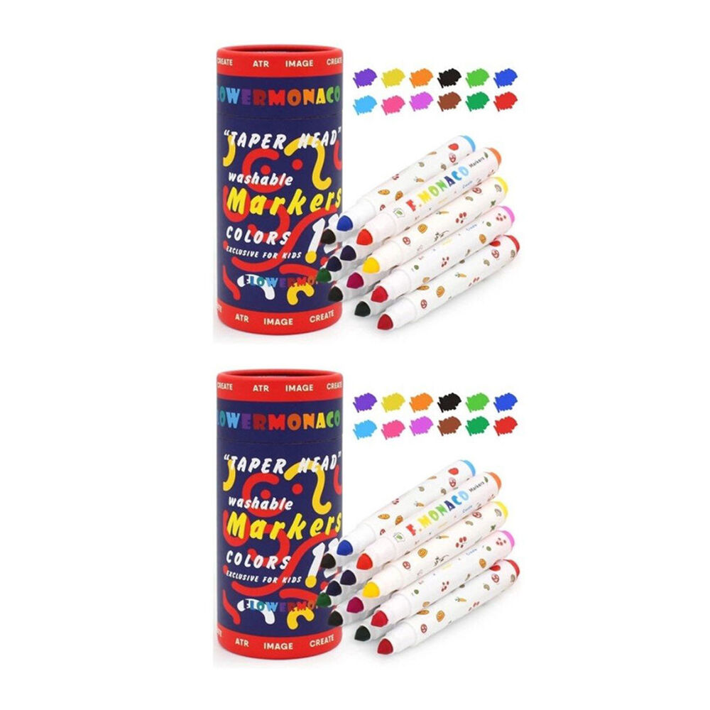 Flower Monaco 24pc Flower Monaco Taper Head Washable Markers Art & Craft Kids - 3y+ (2 Pack)