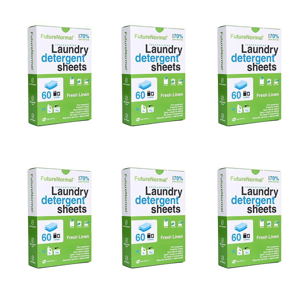 Future Normal 6x 60pc Laundry Detergent Sheets Fresh Linen Scent All Washer