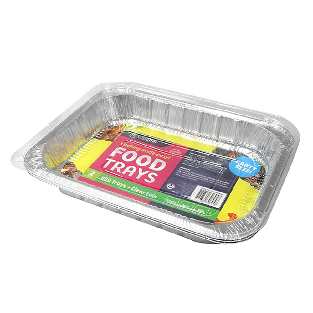 Topchef Home Kitchen Disposable Aluminium Foil Tray With Plastic Lid (2 Pieces)