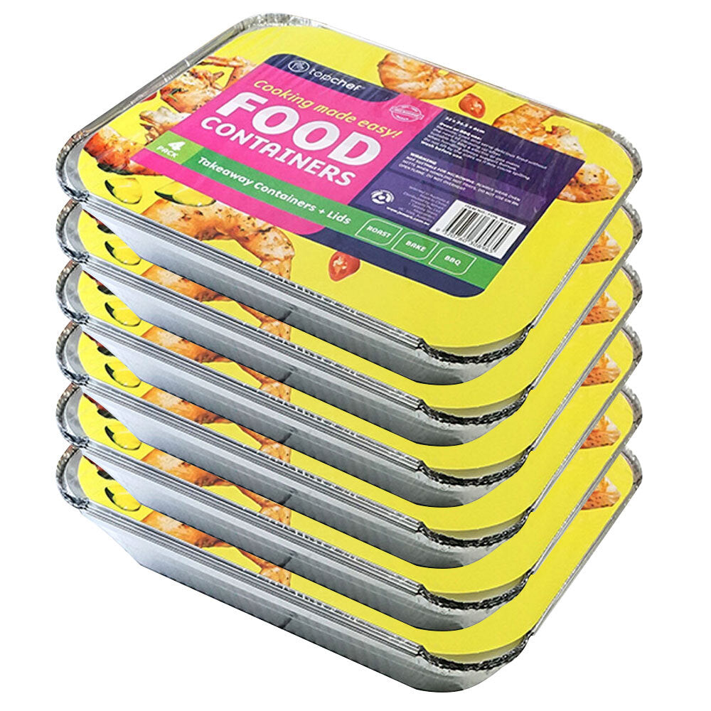 Topchef Home Kitchen Extra Large Aluminium Foil Container With Lid (24 Pieces)