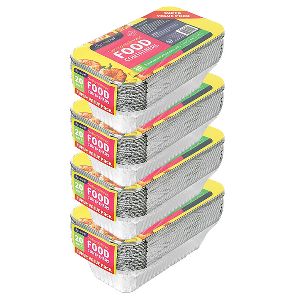 Topchef Home Kitchen Small Disposable Aluminium Foil Container With Lid (80 Pieces)