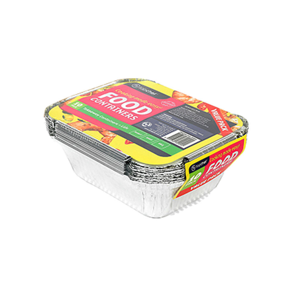 Topchef Home Kitchen Extra Small Disposable Aluminium Foil Container w/Lid (10 Pieces)