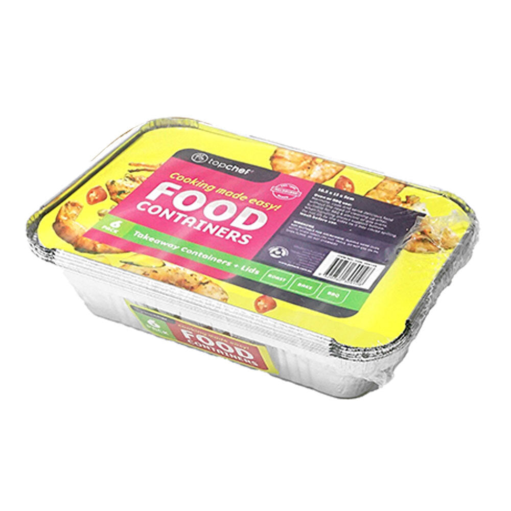 Topchef Home Kitchen Extra Small Disposable Aluminium Foil Container w/Lid (6 Pieces)
