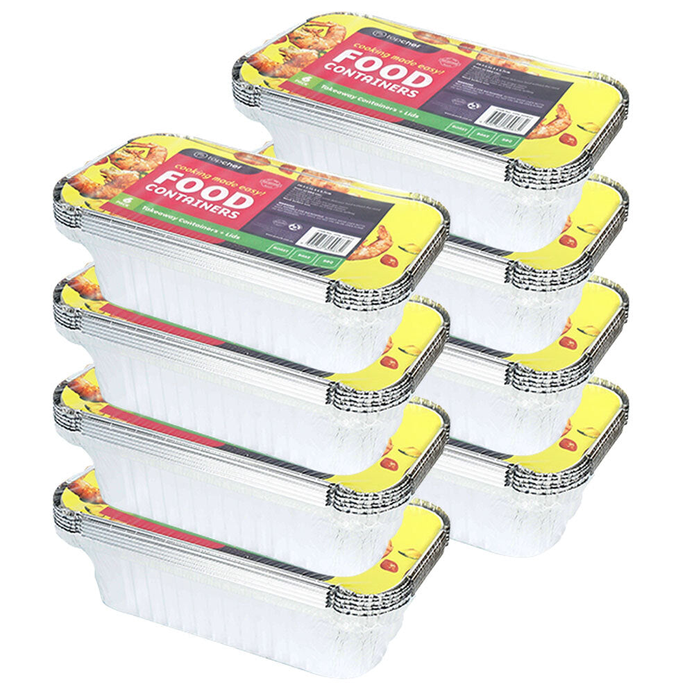 Topchef Home Kitchen Disposable Aluminium Foil Takeaway Container W/Lids (48 Pieces)