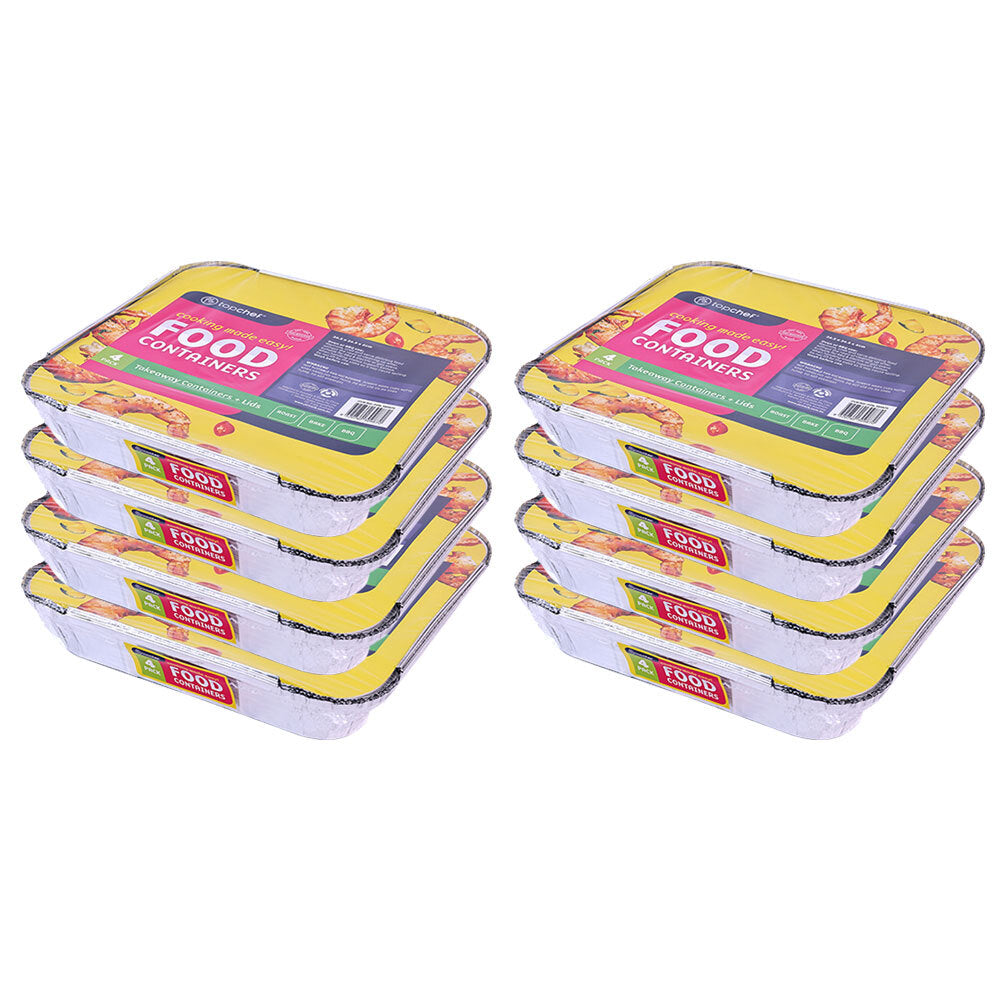 Topchef Home Kitchen Disposable Aluminium Foil Takeaway Containers w/Lids (32 Pieces)