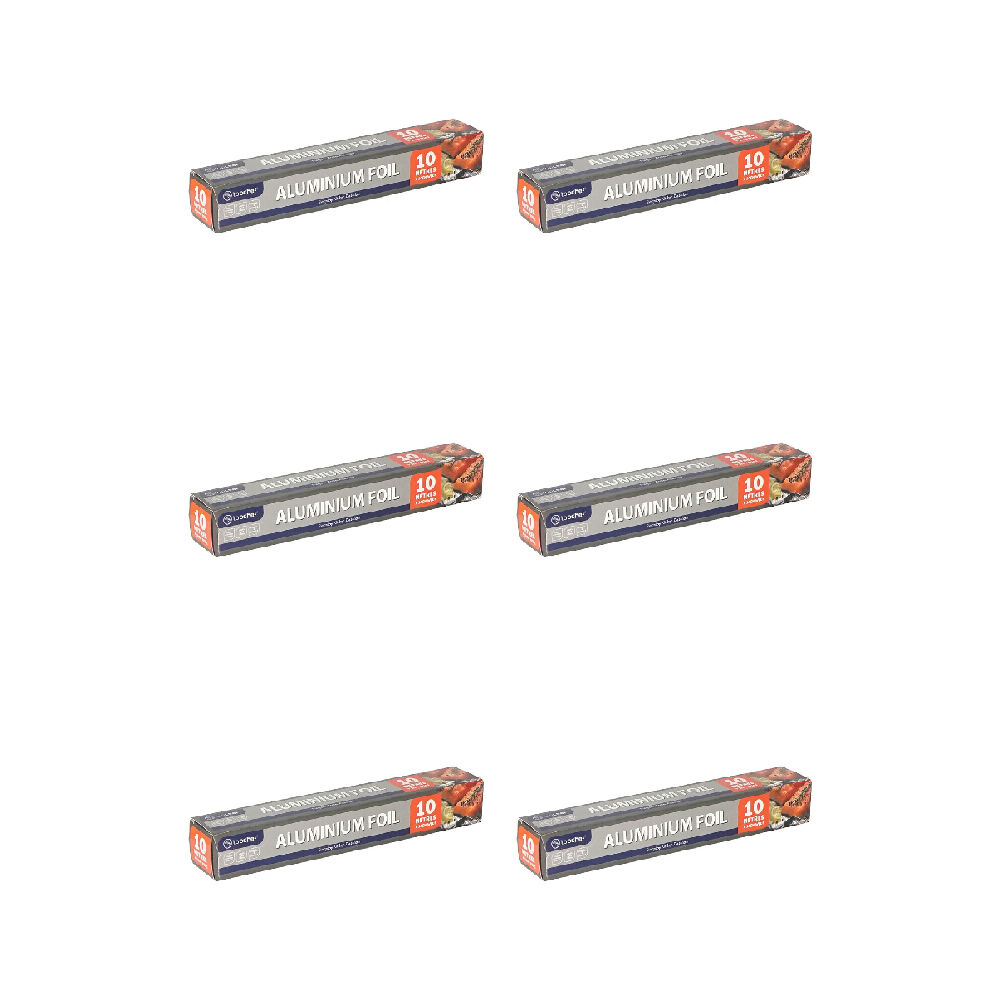 Topchef Aluminum Foil Home/Kitchen Food Wrapper Roll Disposable Sealer 10m (6 Pack)